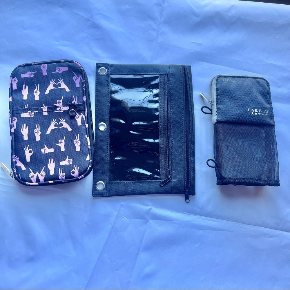 3 Pencil Pouches or Phone cases android Canvas Type Black Phone Case Set Yoobi